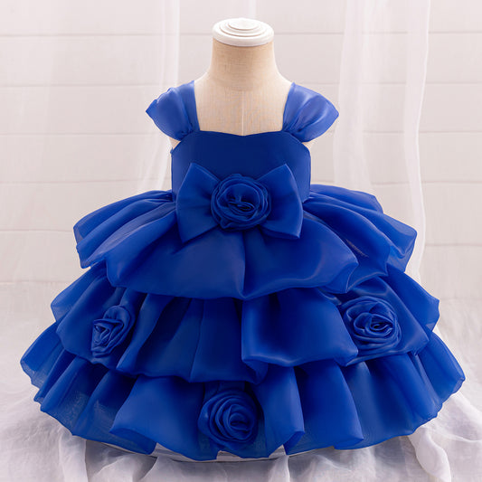 Off Shoulder Puffy Princess Party Dress for Girls | Tea Length Organza Ball Gown
