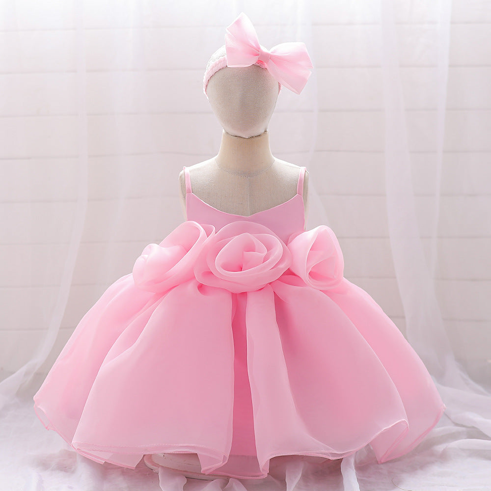 Frocklet Off-Shoulder Puffy Ball Gown Toddler Dress with 3D Floral Ruffles for Parties & Weddings 10