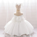 Off-Shoulder Puffy Ball Gown Toddler Dress with 3D Floral Ruffles