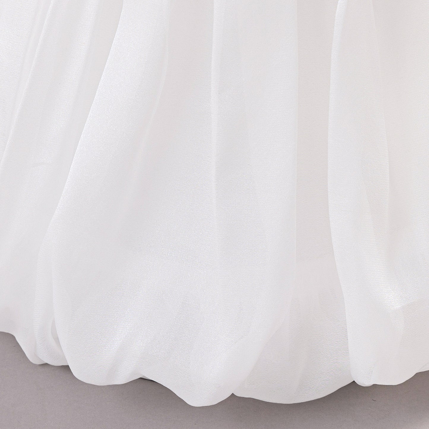 White Off-Shoulder Puffy Mesh Flower Girl Dress | Toddler Ball Gown for Weddings & Parties