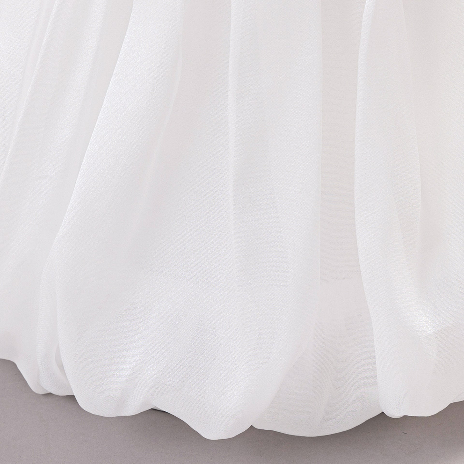 White Off-Shoulder Puffy Mesh Flower Girl Dress | Toddler Ball Gown for Weddings & Parties