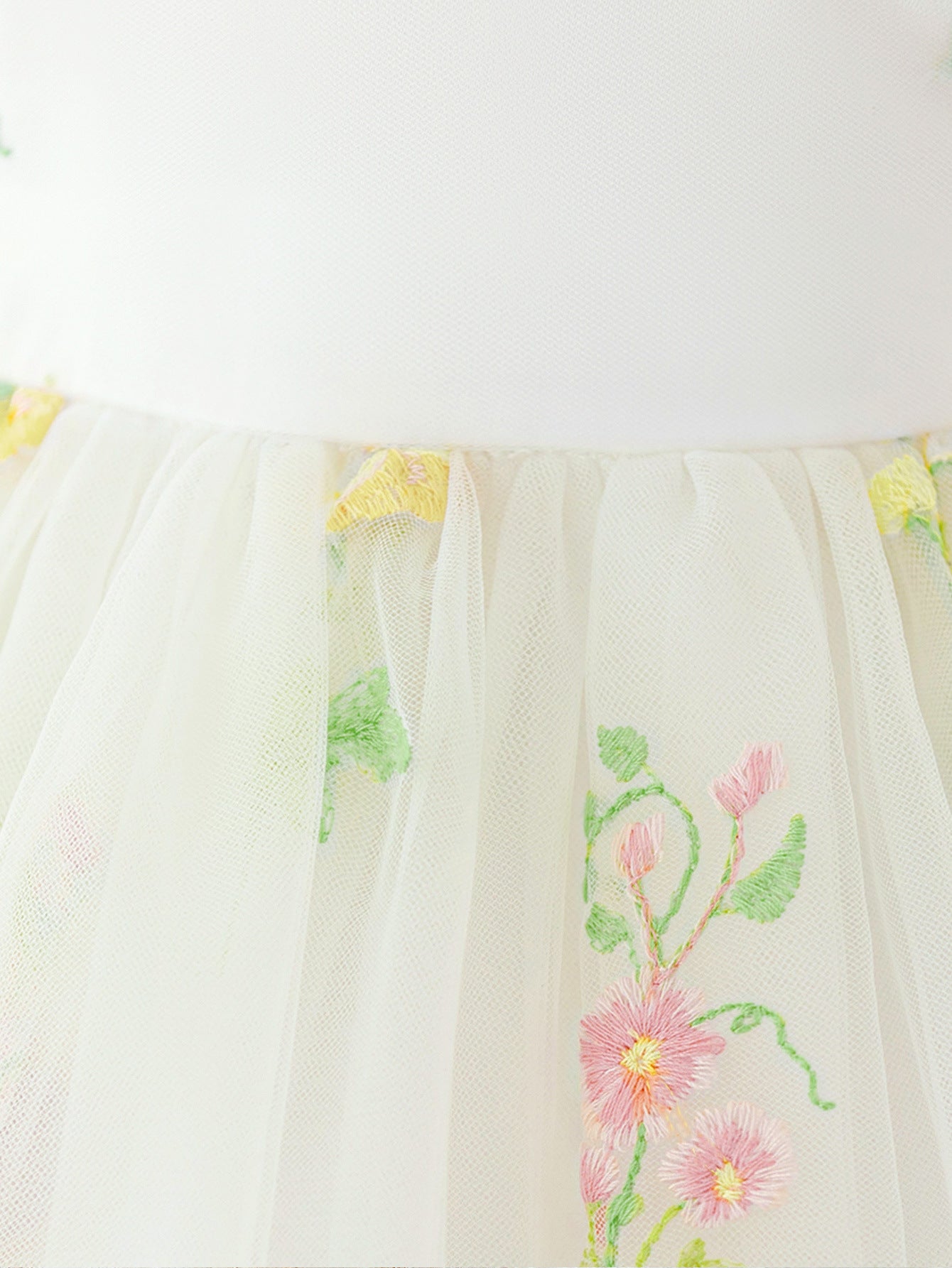 Frocklet White Off-Shoulder Puffy Princess Dress for Girls | Embroidered Tulle Ball Gown 6
