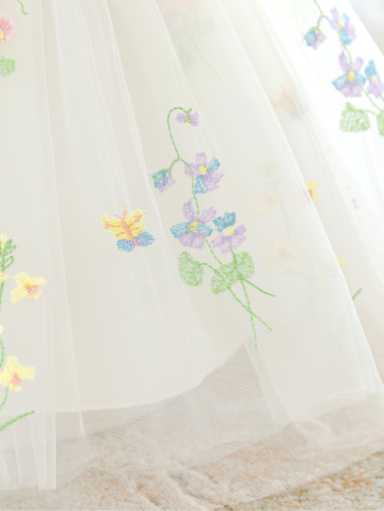 Frocklet White Off-Shoulder Puffy Princess Dress for Girls | Embroidered Tulle Ball Gown 7