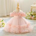 Off Shoulder Puffy Princess Dress for Girls - Light Pink