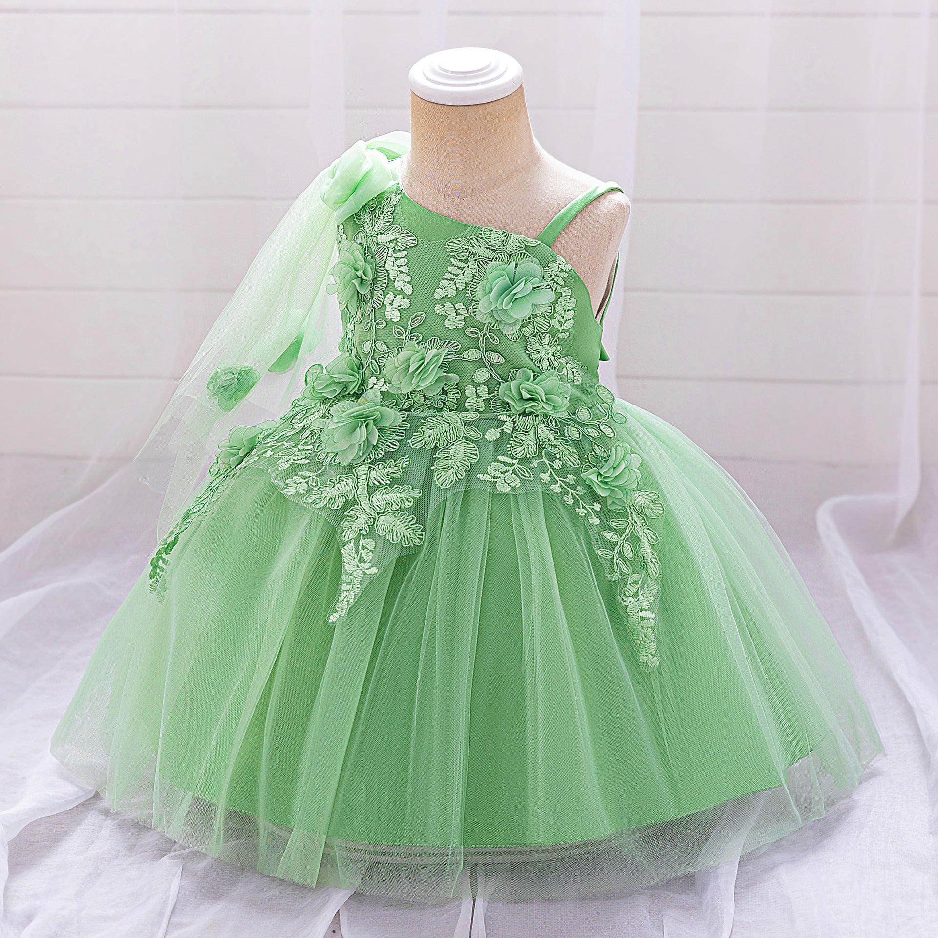 Off Shoulder Puffy Tulle Ball Gown Dress for Girls (Ages 9 Months - 4 Years)