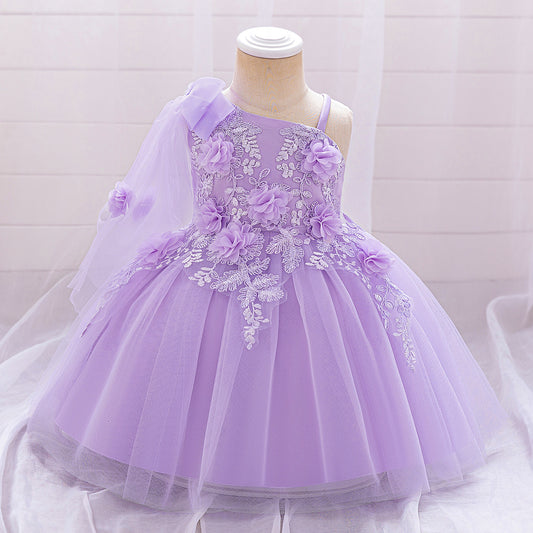 Off Shoulder Puffy Tulle Ball Gown Dress for Girls (Ages 9 Months - 4 Years)