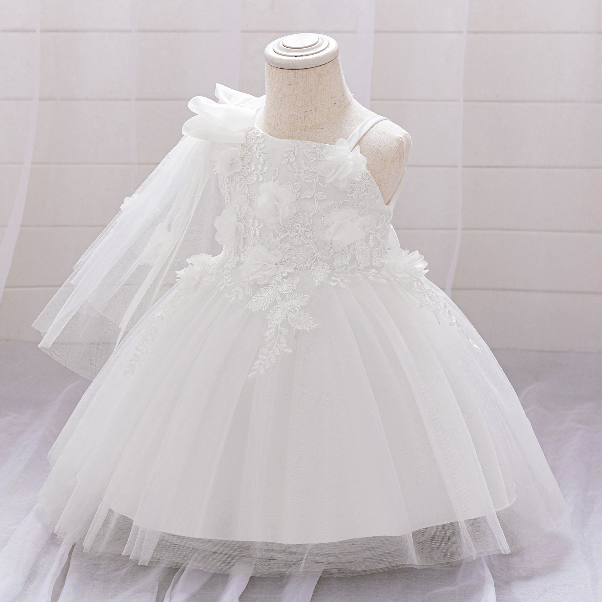 Off Shoulder Puffy Tulle Ball Gown Dress for Girls (Ages 9 Months - 4 Years)