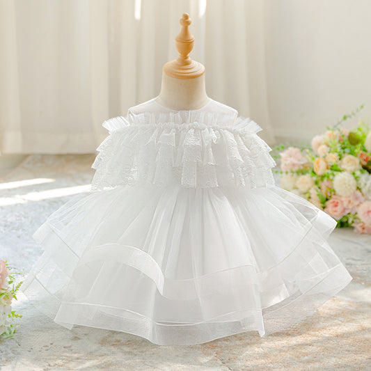 Cute Off Shoulder White Tulle Puffy Princess Dress for Girls