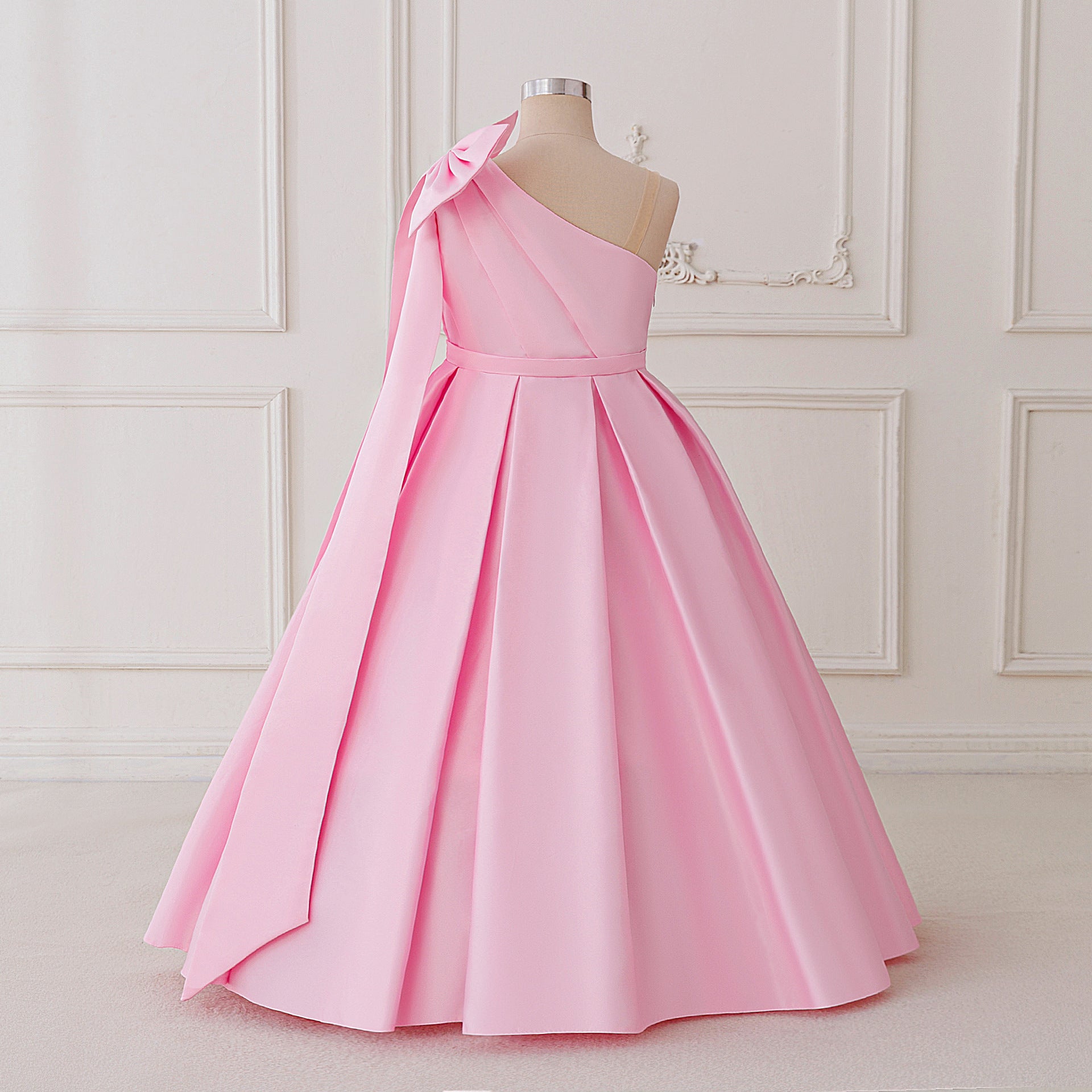 Cute Off-Shoulder Satin Maxi Dress for Girls with Bowknot | Formal & Party Dress