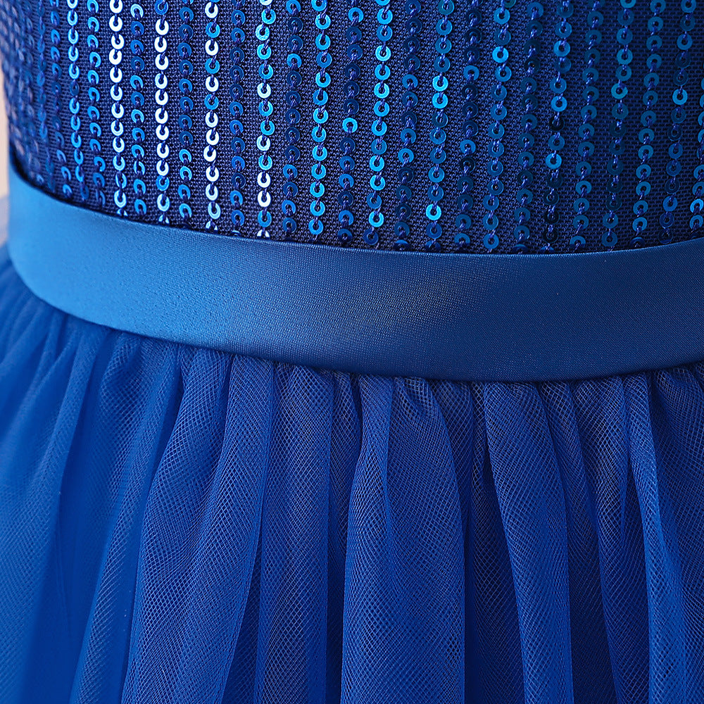 Off Shoulder Sequin Maxi Dress for Girls – Puff Sleeve Ball Gown for Special Occasions