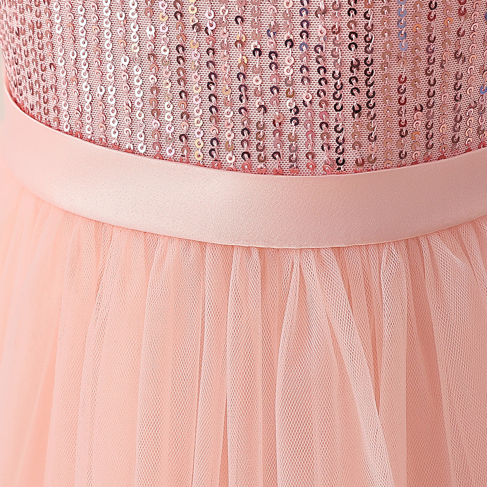 Off Shoulder Sequin Maxi Dress for Girls – Puff Sleeve Ball Gown for Special Occasions