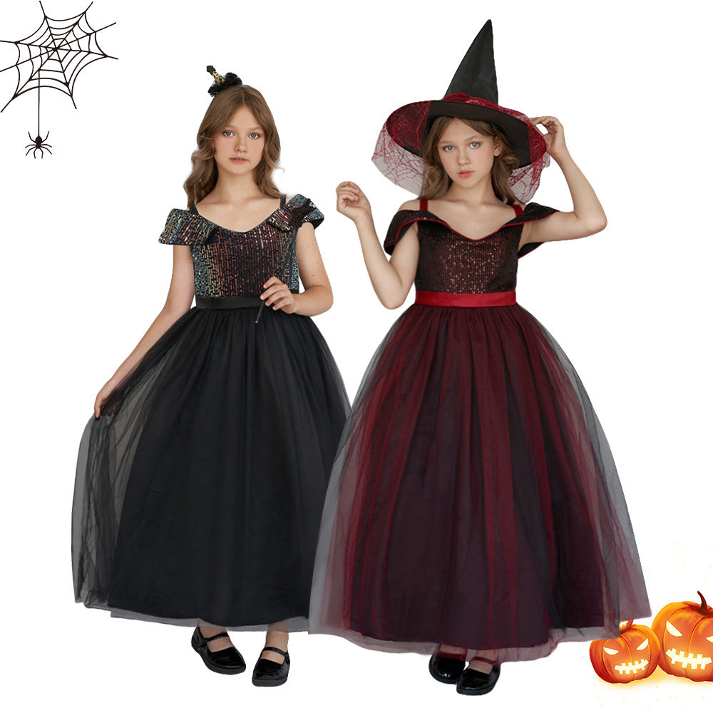 Off Shoulder Sequin Maxi Dress for Girls – Puff Sleeve Ball Gown for Special Occasions