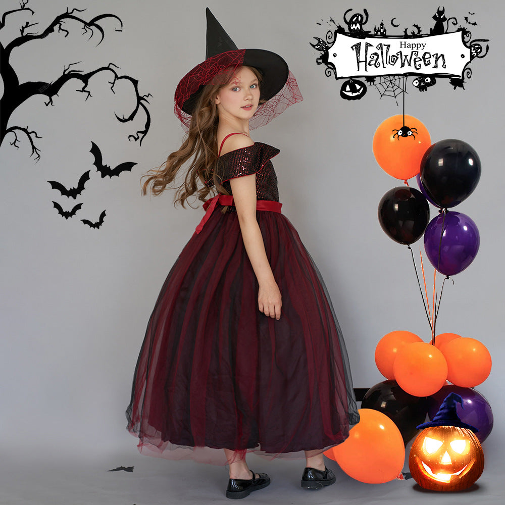 Off Shoulder Sequin Maxi Dress for Girls – Puff Sleeve Ball Gown for Special Occasions