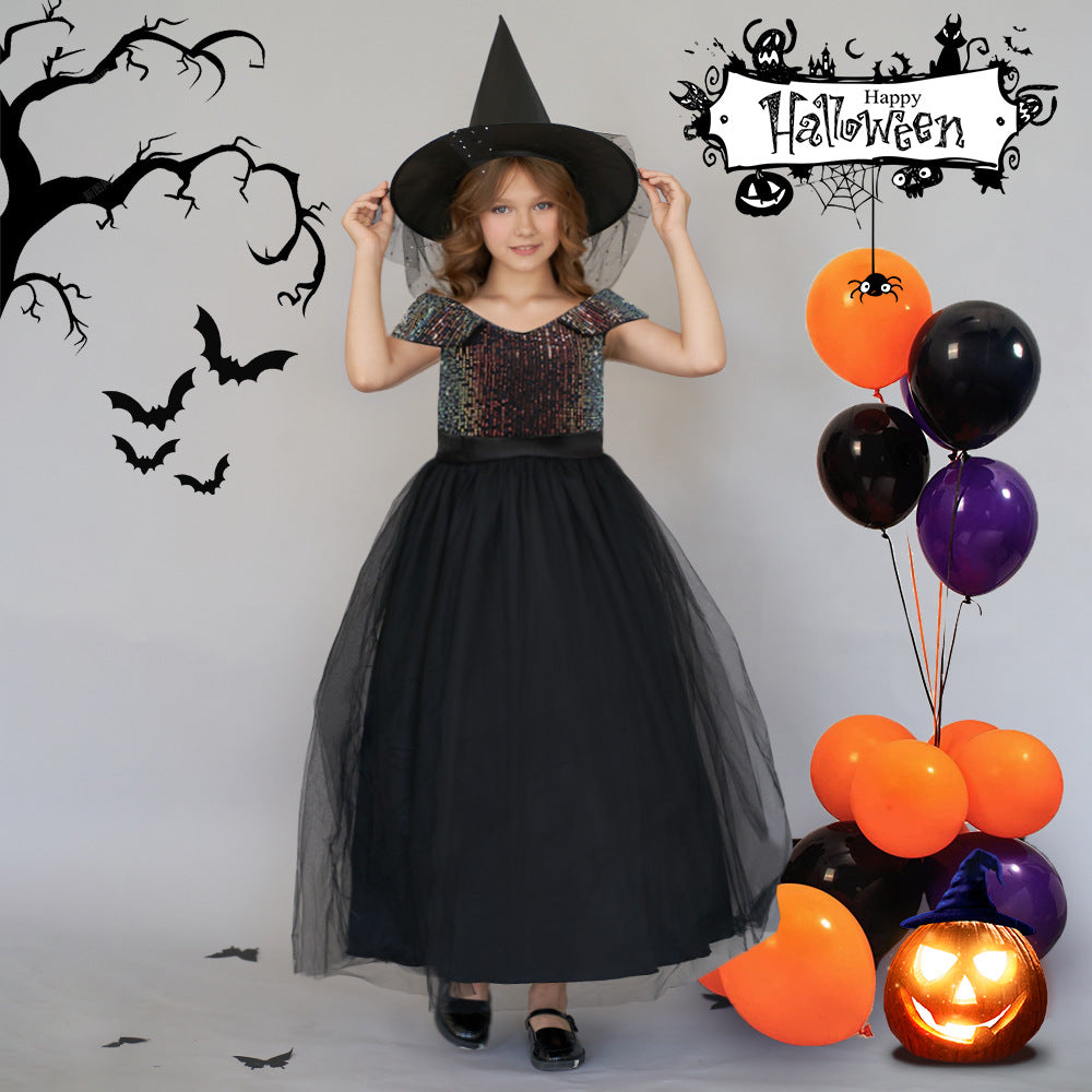 Off Shoulder Sequin Maxi Dress for Girls – Puff Sleeve Ball Gown for Special Occasions
