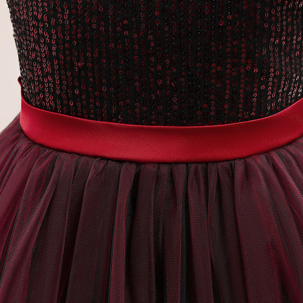 Off Shoulder Sequin Maxi Dress for Girls – Puff Sleeve Ball Gown for Special Occasions