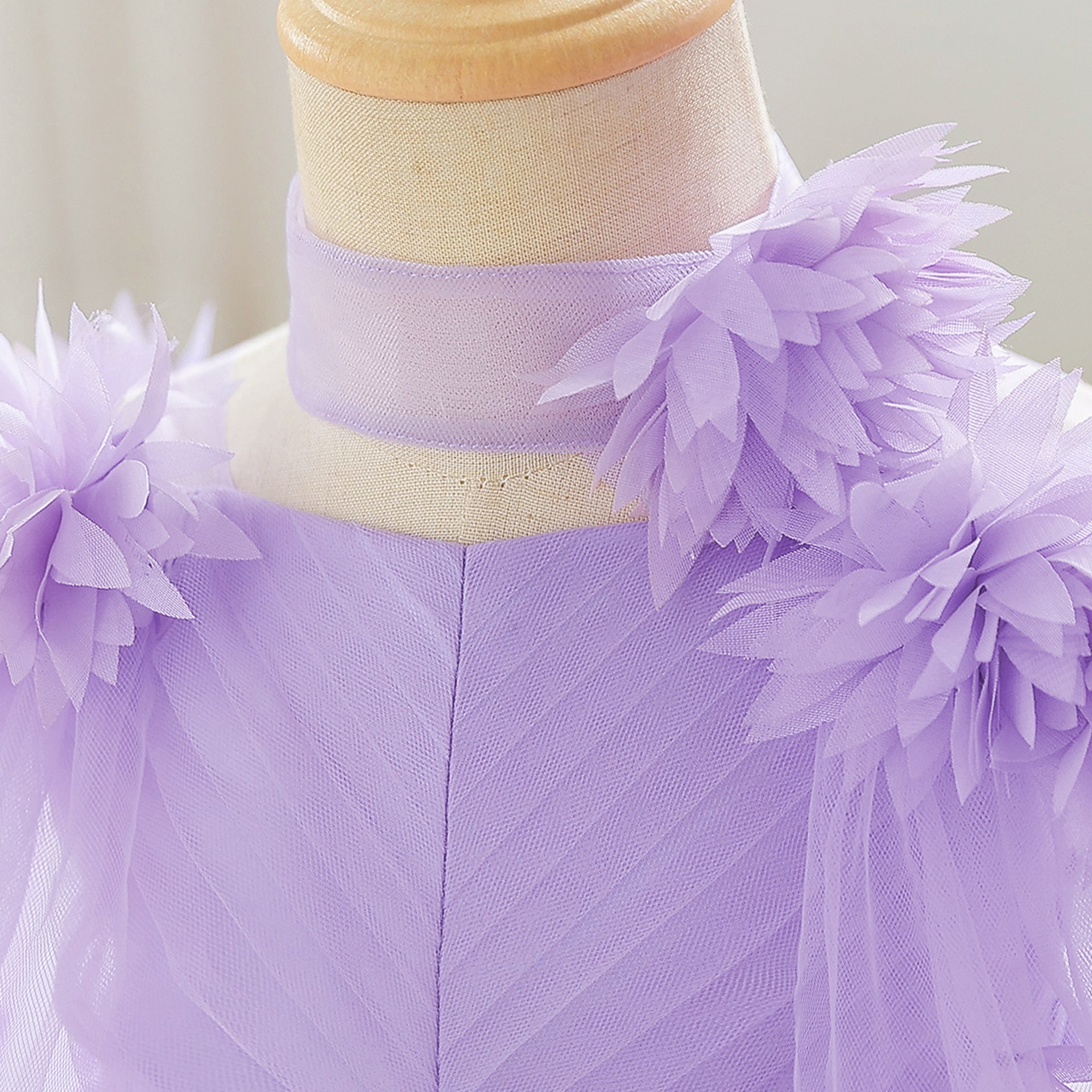 Cute Off Shoulder Tulle Toddler Dress with Applique - Tea Length Princess Gown