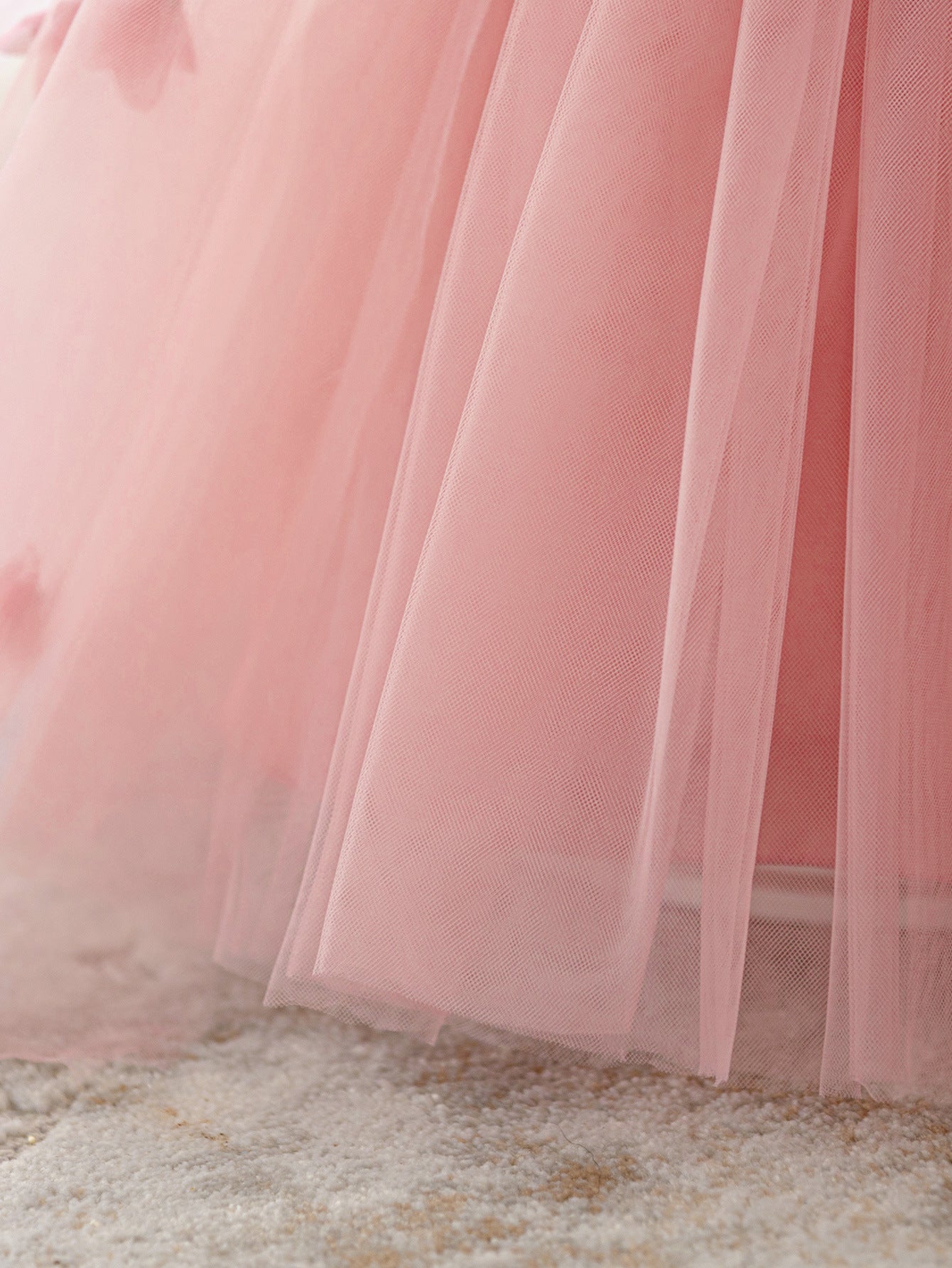 Cute Off Shoulder Tulle Toddler Dress with Applique - Tea Length Princess Gown