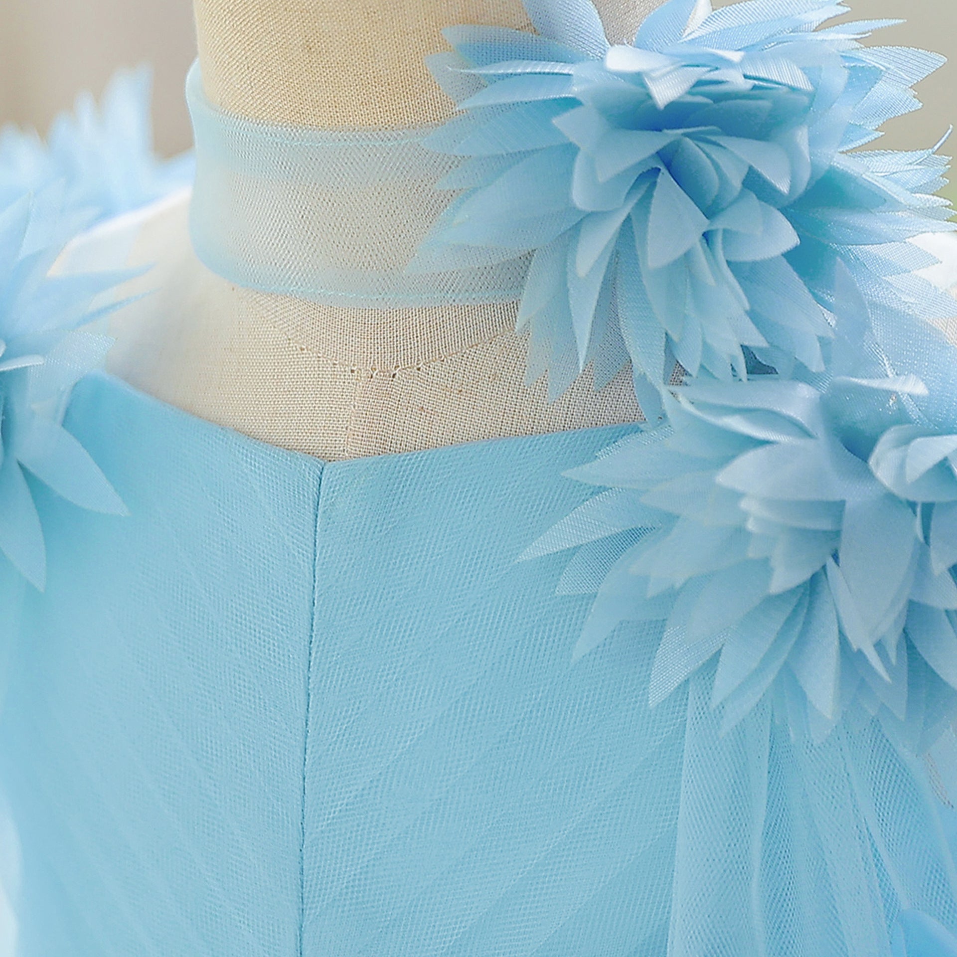 Cute Off Shoulder Tulle Toddler Dress with Applique - Tea Length Princess Gown