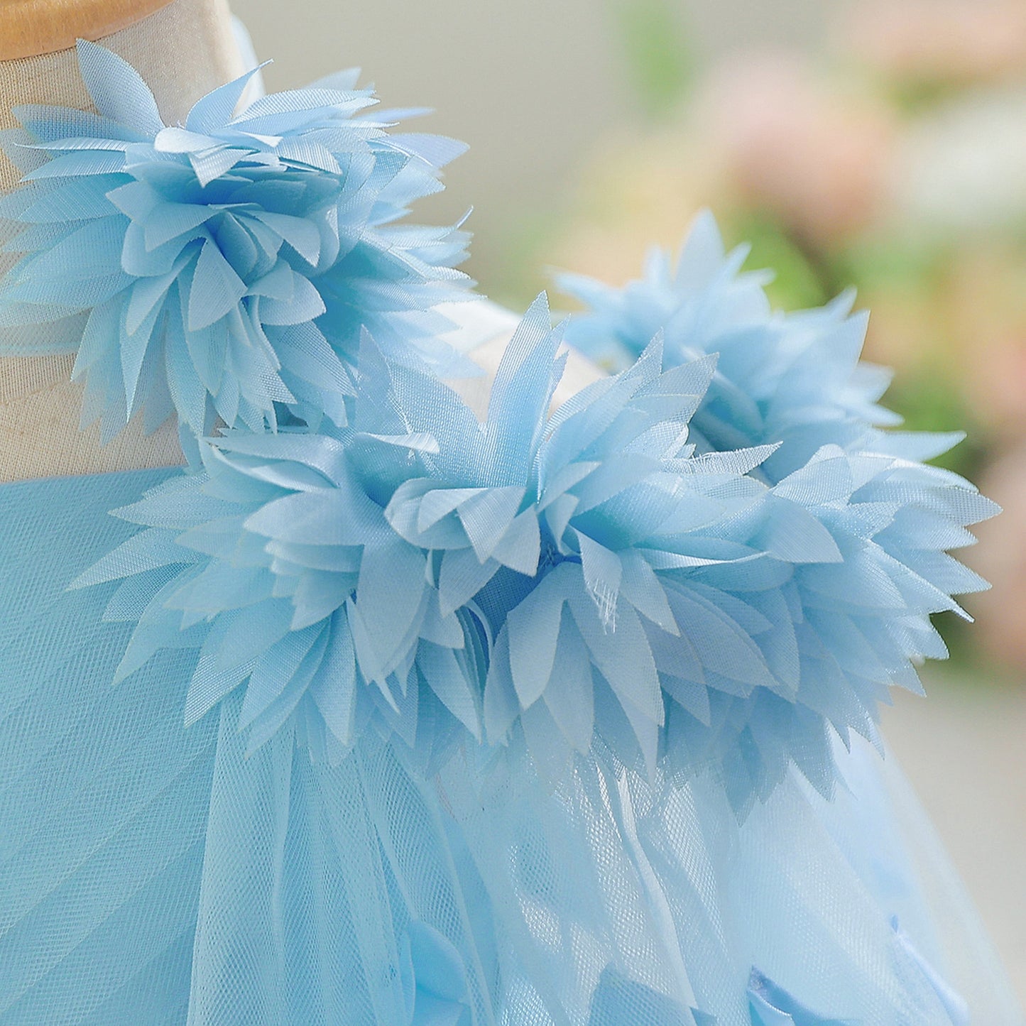 Cute Off Shoulder Tulle Toddler Dress with Applique - Tea Length Princess Gown