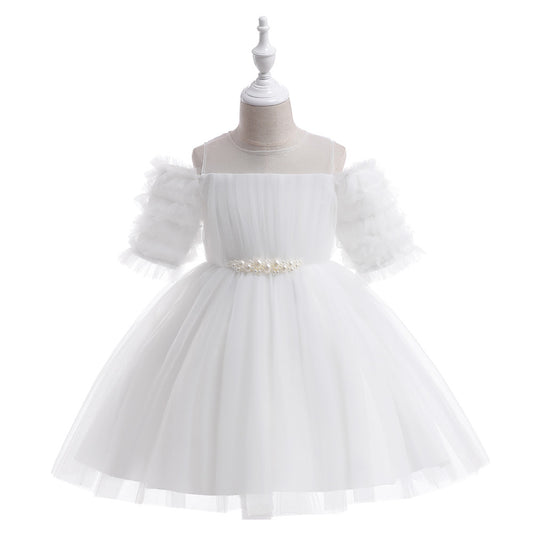 Off-Shoulder Tulle Princess Dress for Girls with Sequins – Kids' Party & Formal Gown