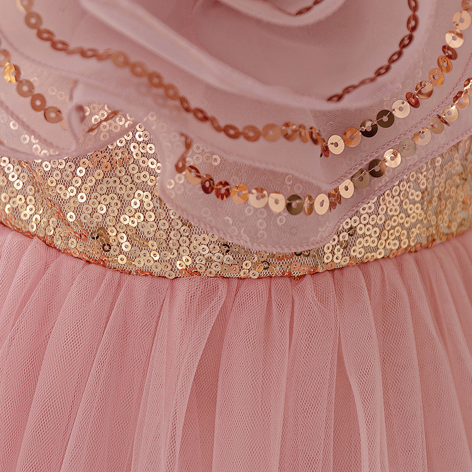 Pink Puffy Off Shoulder Sequined Flower Girl Dress – Cute Princess Party Gown for Kids