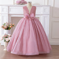 Pink Sequin Bow Princess Maxi Dress for Girls