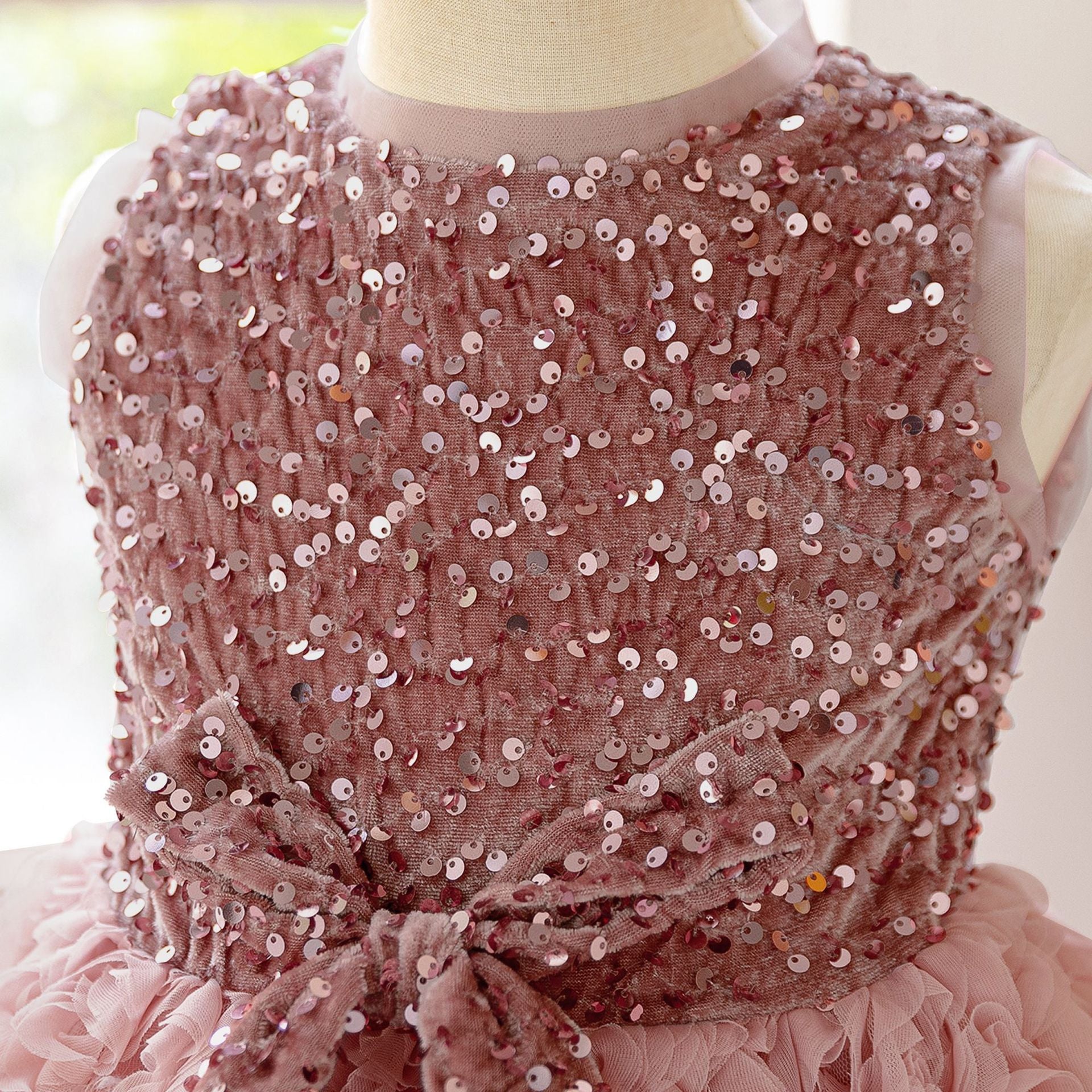 Pink Puffy Sequin Princess Dress for Girls | Ball Gown Flower Girl Dress