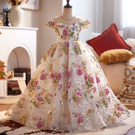 Adorable Pink Sequin Maxi Dress for Girls - Flower Girl, Party & Formal Events