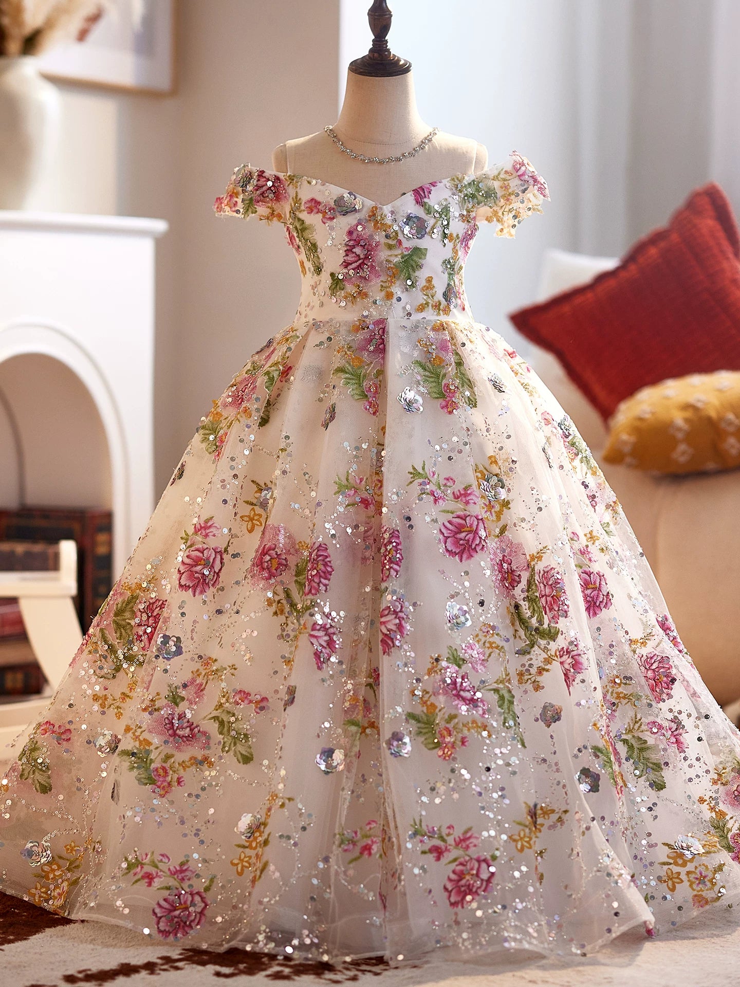 Adorable Pink Sequin Maxi Dress for Girls - Flower Girl, Party & Formal Events