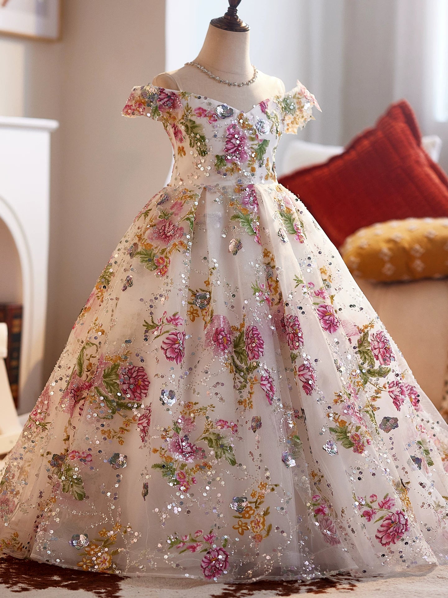 Adorable Pink Sequin Maxi Dress for Girls - Flower Girl, Party & Formal Events