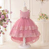 Pink Sequin Puffy Off Shoulder High-Low Party Dress for Girls