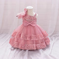 Pink Sequin Tulle Ball Gown Party Dress for Girls
