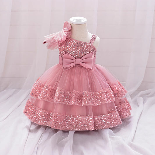 Pink Sequin Ball Gown Princess Dress for Girls – Party & Flower Girl Outfit