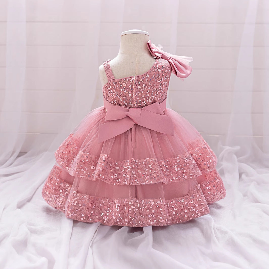 Pink Sequin Ball Gown Princess Dress for Girls – Party & Flower Girl Outfit