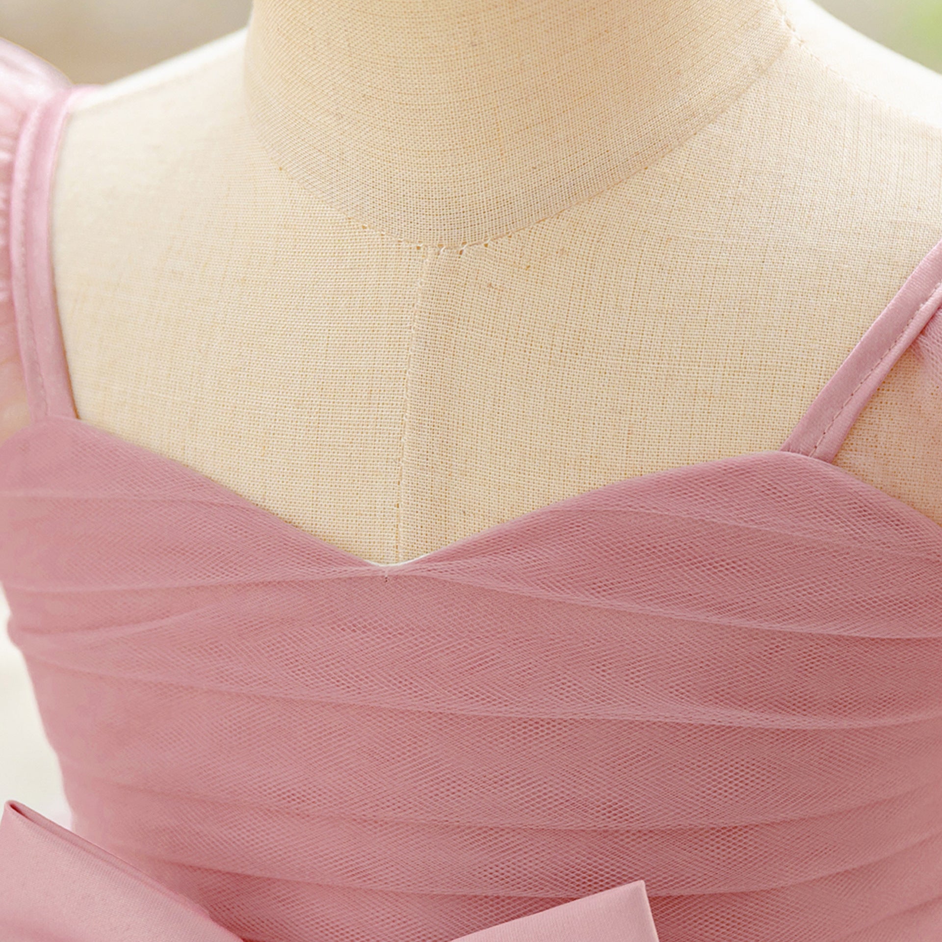 Cute Pink Puffy Ball Gown Dress with Bowknot for Girls | Tea Length Tulle Party Dress