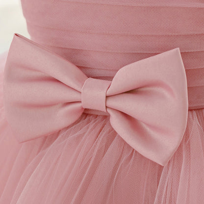 Frocklet Cute Pink Puffy Ball Gown Dress with Bowknot for Girls | Tea Length Tulle Party Dress 7