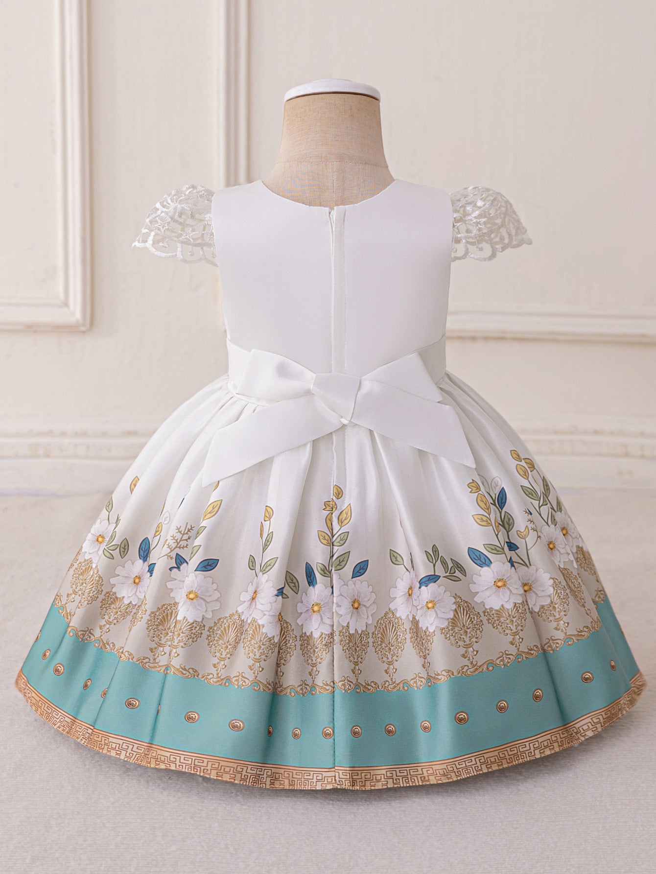 Princess Floral Ball Gown Dress for Girls – Puffy Tea-Length Party Dress