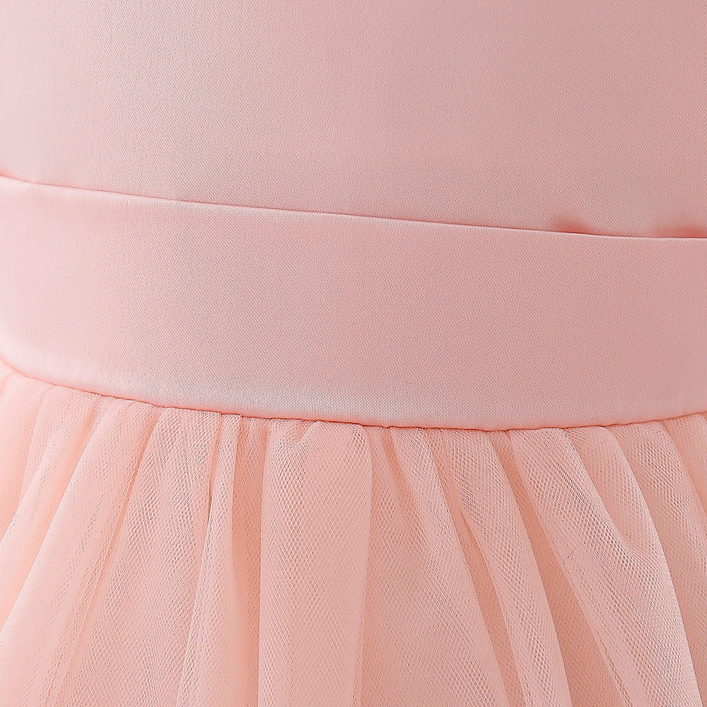 Princess Ball Gown High-Low Satin & Lace Dress with Bow for Girls | Ages 9M-6Y