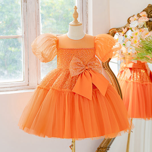 Girls Puffy Tulle Ball Gown – Sequin Fairy Princess Dress for Weddings & Parties