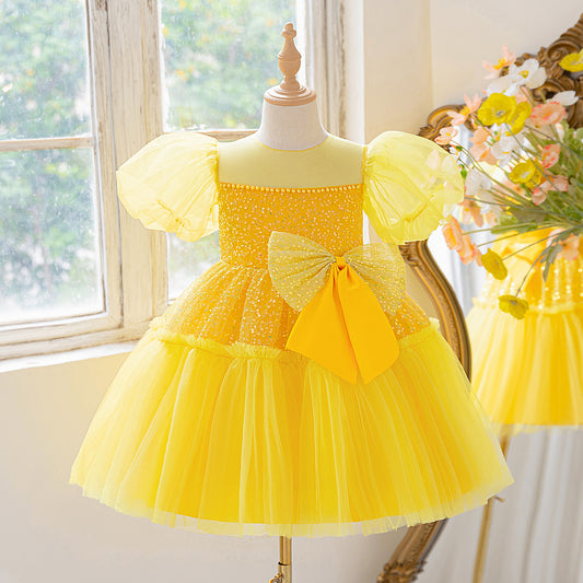 Girls Puffy Tulle Ball Gown – Sequin Fairy Princess Dress for Weddings & Parties