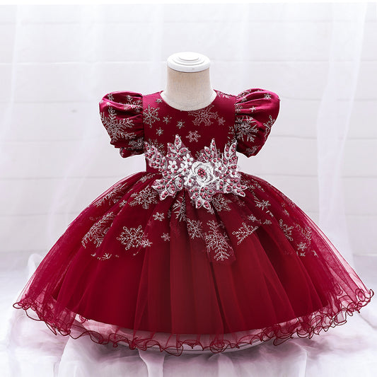 Elegant Princess Ball Gown Tea Length Dress for Girls | Tulle Party Dress