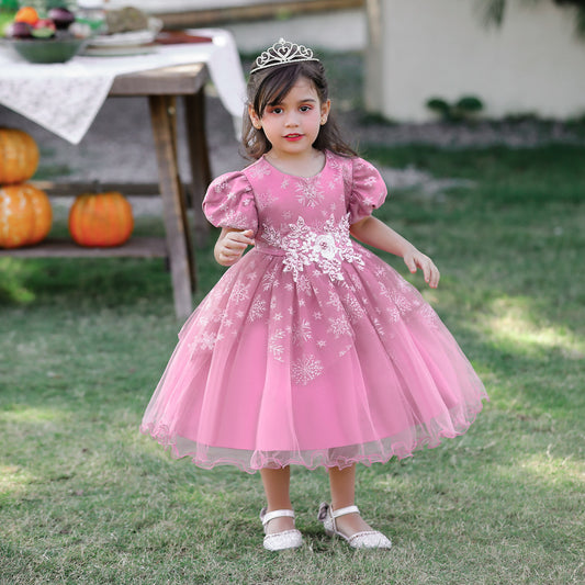 Elegant Princess Ball Gown Tea Length Dress for Girls | Tulle Party Dress