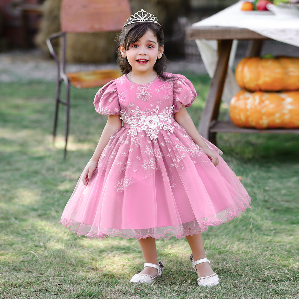 Elegant Princess Ball Gown Tea Length Dress for Girls | Tulle Party Dress