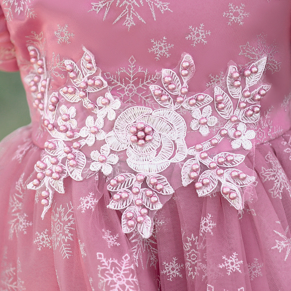 Elegant Princess Ball Gown Tea Length Dress for Girls | Tulle Party Dress