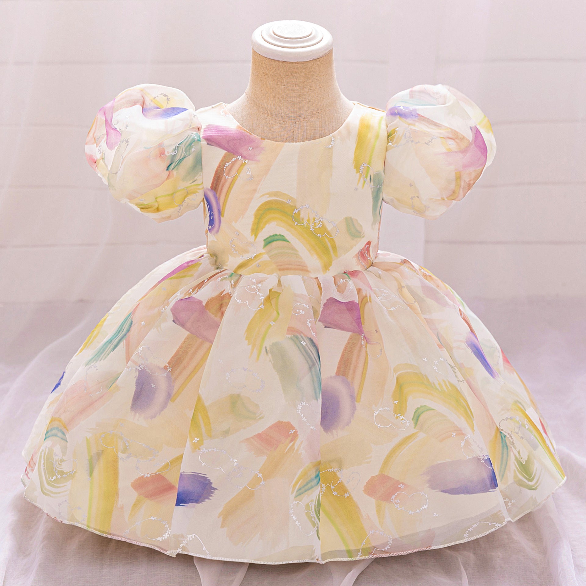 Princess Cartoon Print Ball Gown Dress for Girls | Party & Birthday Outfit