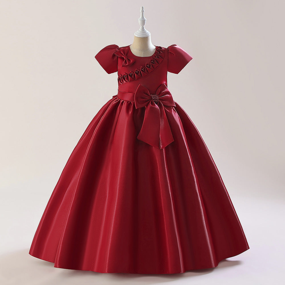 Princess & Fairy A-line Maxi Satin Dress for Girls | Formal Party & Wedding Gown