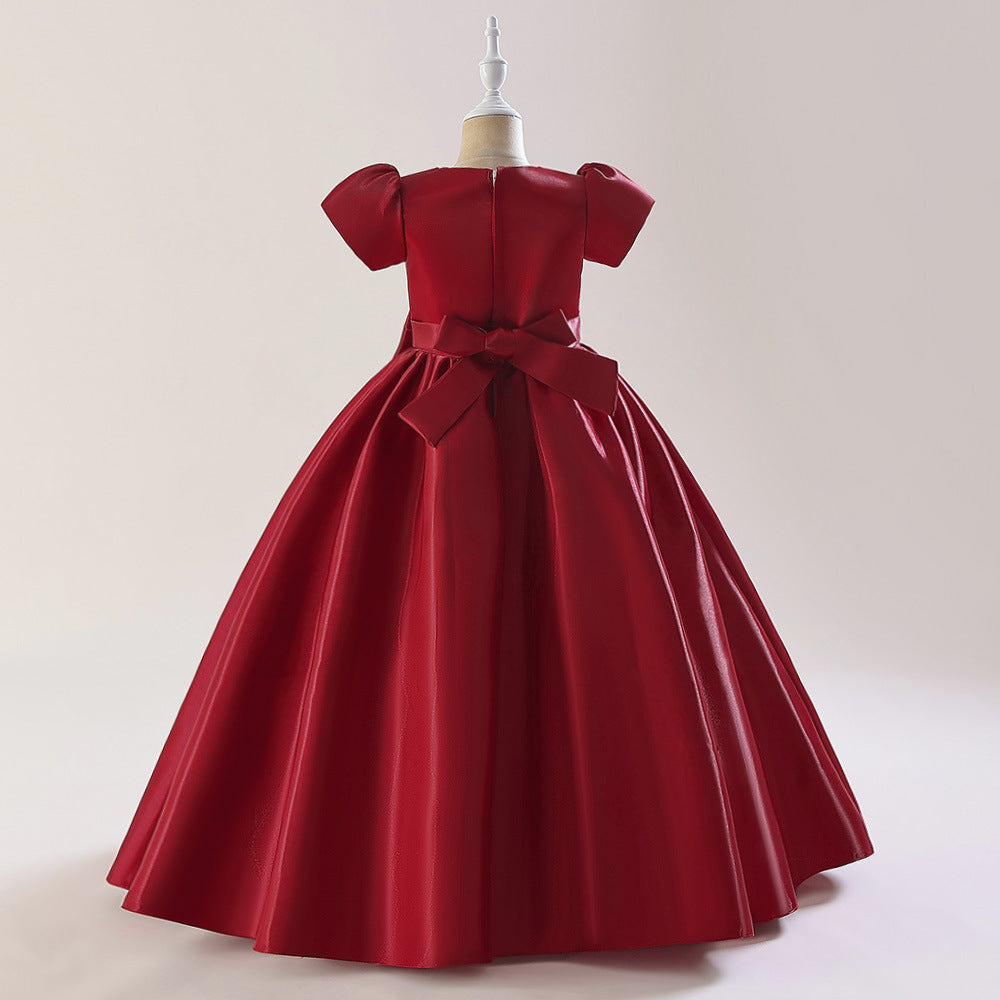 Princess & Fairy A-line Maxi Satin Dress for Girls | Formal Party & Wedding Gown