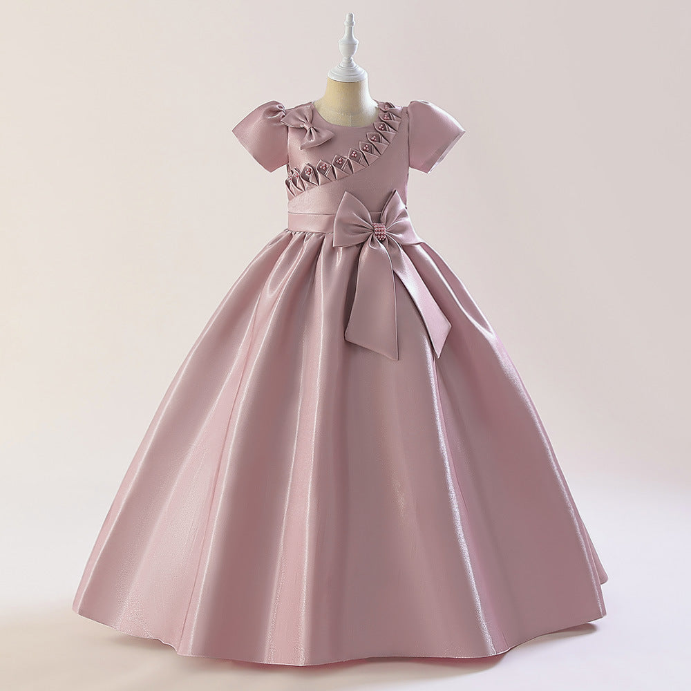 Princess & Fairy A-line Maxi Satin Dress for Girls | Formal Party & Wedding Gown