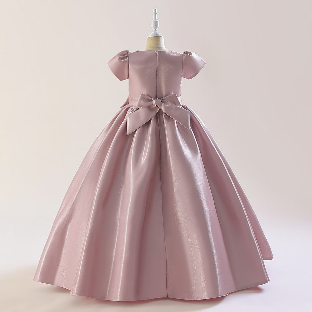 Princess & Fairy A-line Maxi Satin Dress for Girls | Formal Party & Wedding Gown