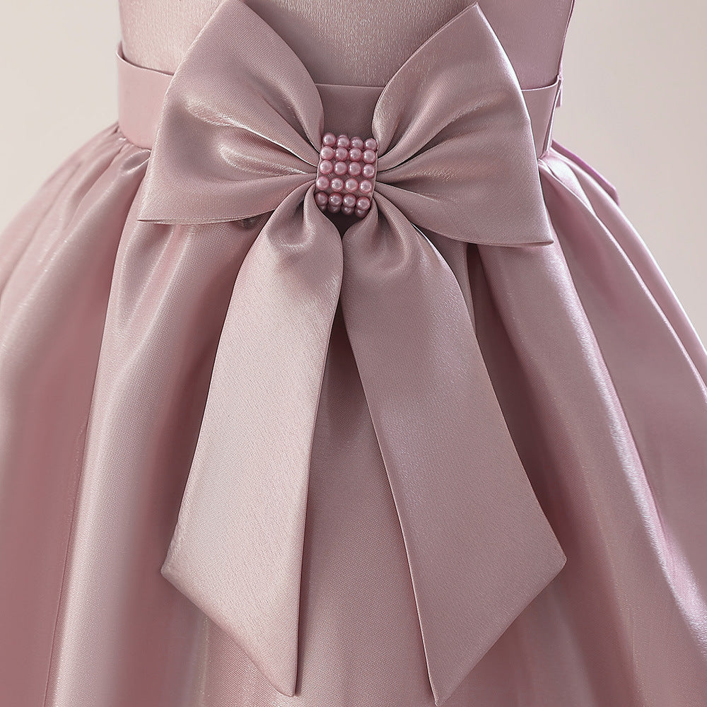 Princess & Fairy A-line Maxi Satin Dress for Girls | Formal Party & Wedding Gown